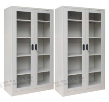 FILE CABINET  WITH 2 GLASS DOORS      
