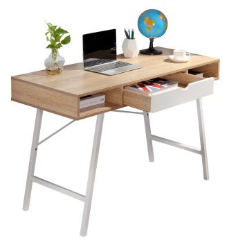 WRITING TABLE WITH DRAWERS BEECH + WHITE