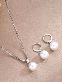 Silver faux pearl jewelry Set 