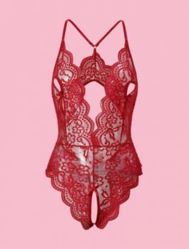 Crotchless Lace Bodysuit #Large