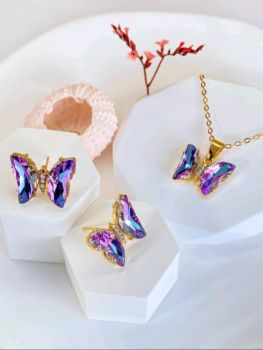 Crystal Butterfly Jewellery Set