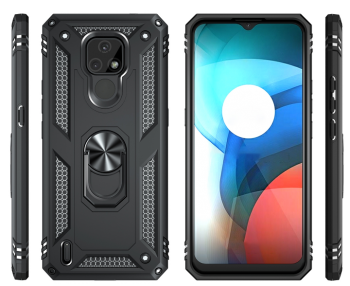  Motorola Moto E7 Shockproof  360 Degree Rotating Holder(Black)