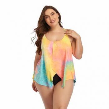 Loose Waist Neon Color Bathing Suits for Plus Size Women