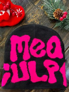 Pink on Black Beanie