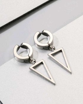 Fashionable and Popular 1 pair Men Triangle Decor Ear Cuff Stainless Steel