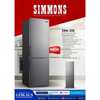 SIMMONS BOTTOM MOUNT 250 LITRES REFRIGERATOR SBM-250