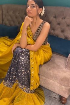 ASL032 Yellow & Grey combination SAREE