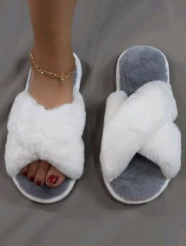 Criss Cross Fluffy Bedroom Slippers