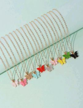 Lovely Colorful Butterfly Decor Chain Necklace For Women For Spring Summer Vacation Decoration