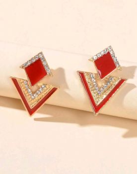 Rhinestone Decor Geometric Earrings