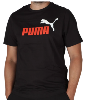 PUMA ESS+ 2 COL LOGO TEE BLK/RED
