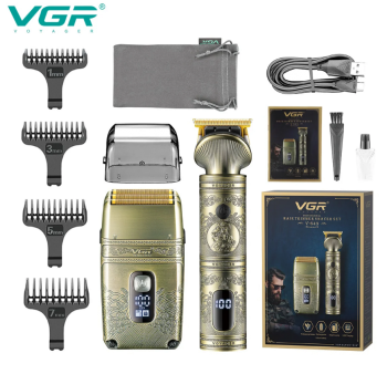 VGR 649 Metal Gold Electric Hair Trimmer and Shaver kit 