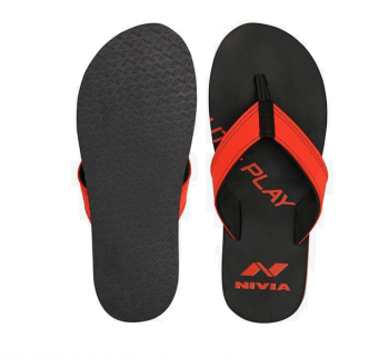 NIVIA SLIPPERS FURRY BLK/RED