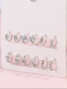 Rhinestone earring set (6 pairs)