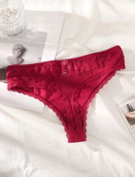 Womens lace thong - burgundy 
