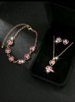Jewelry set - pink rhinestone 