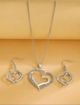 Rhinestone Heart Jewelry Set