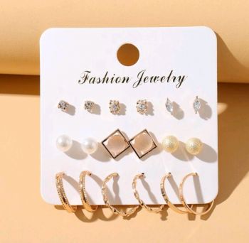 9pairs New European And American Style Cross0Boarder Trendy Earring Sets