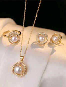 Faux pearl Rhinestone 4 pcs set