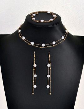 Faux Pearl Layered Jewelry Set #4ps