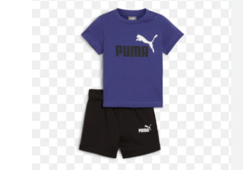 PUMA MINICATS TEE & SHORTS SET - BLU/BLK
