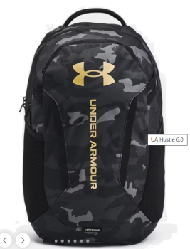 UNDER ARMOR UNSX HUSTLE 6.0 BACKPACK BLACK METALLIC GOLD (1384672.001)
