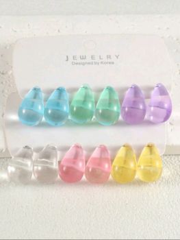 6 pair teardrop earring set #t02