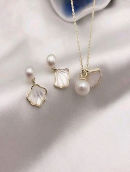 Faux Pearl shell necklace set #03