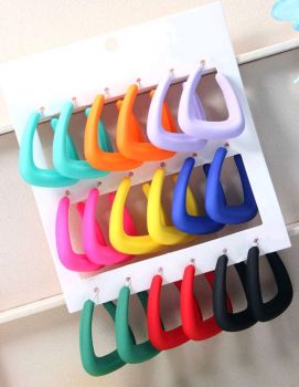 Fashionable Multicolor Resin Triangle Shaped Hoop Earring