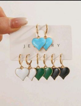Multicolor Gold Metal Heart Earrings