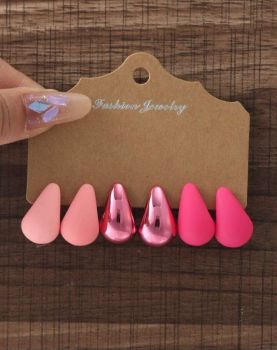 3 Pair Tear Drop Earring Set #07