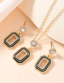 Geometric Rhinestone Jewelry Set 