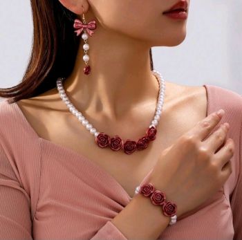 Faux Pearl Bead Cute Jewelry Set 