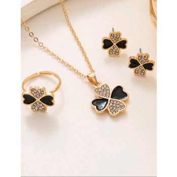 Rhinestone Clover Jewelry Set 