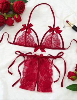 Crotchless Lace Lingerie Set #04