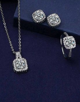 Rhinestone Rectangular Jewelry Set 