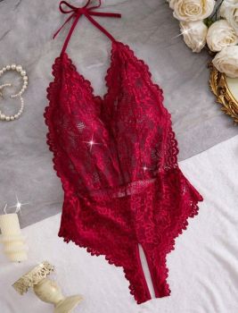 Crotchless Lace Bodysuit- medium 