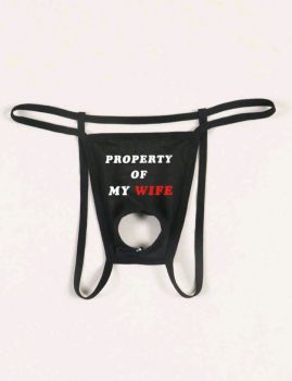 Mens Slogan Thong
