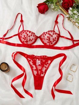 Underwired Mesh Sexy Lingerie Set #XL