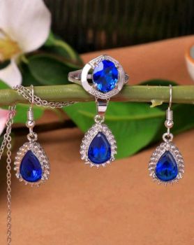Rhinestone Blue Jewelry Set 