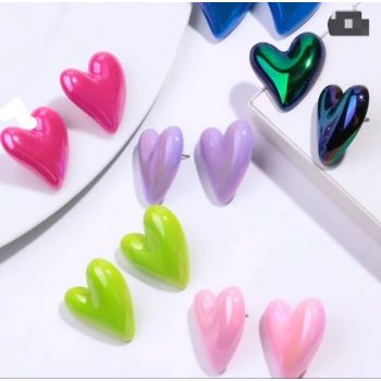Iridescent Heart Acrylic Charm laser Earring 