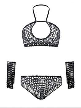 Rhinestone Pantyhose Lingerie Set 