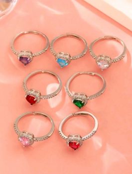 Heart Copper inlaid CZ adjustable Ring