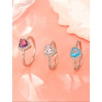 Heart Copper inlaid CZ adjustable Ring