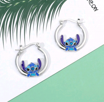 Stitch Silver Plated Hoop
