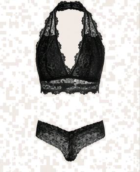 Halter Neck Lace Lingerie Set #Medium 