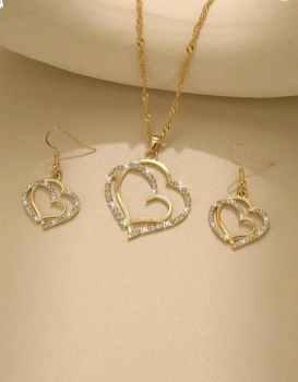 Heart Rhinestone Jewelry Set #G01