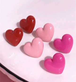 3 Pair Cute Heart Earring Set