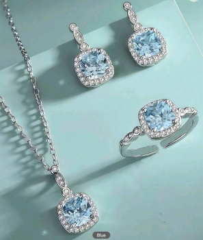 Light Blue Rhinestone Jewelry Set 