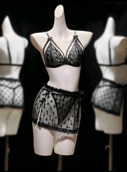 Mesh 3 Piece Lingerie Set #XL